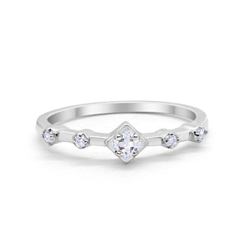 Half Eternity Band Ring Simulated Cubic Zirconia 925 Sterling Silver